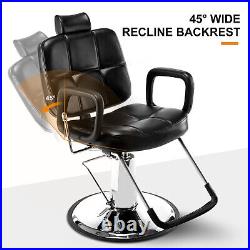 Heavy Duty Hydraulic Recline Barber Chair Black Tattoo Chair Salon Equipment