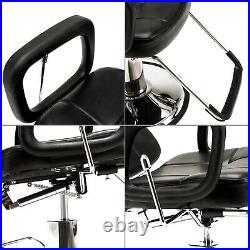 Heavy Duty Hydraulic Recline Barber Chair Black Tattoo Chair Salon Equipment