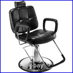 Heavy Duty Hydraulic Recline Barber Chair Black Tattoo Chair Salon Equipment