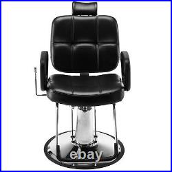 Heavy Duty Hydraulic Recline Barber Chair Black Tattoo Chair Salon Equipment