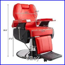 Heavy Duty Hydraulic Recline Barber Chair Salon Beauty All Purpose Equipment Red