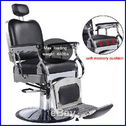 Heavy Duty Hydraulic Recline Barber Chair Salon Beauty Spa Shampoo Black Vintage