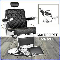 Heavy Duty Hydraulic Recline Barber Chair Salon Beauty Spa Shampoo Black Vintage