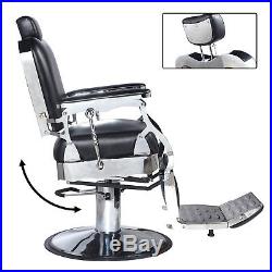 Heavy Duty Hydraulic Recline Barber Chair Salon Beauty Spa Shampoo Black Vintage