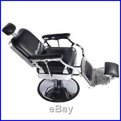 Heavy Duty Hydraulic Recline Barber Chair Salon Beauty Spa Shampoo Black Vintage