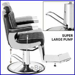 Heavy Duty Hydraulic Recline Barber Chair Salon Beauty Spa Shampoo Black Vintage