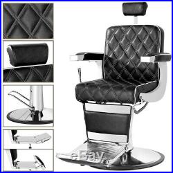 Heavy Duty Hydraulic Recline Barber Chair Salon Beauty Spa Shampoo Black Vintage