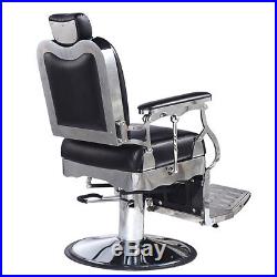 Heavy Duty Hydraulic Recline Barber Chair Salon Beauty Spa Shampoo Black Vintage