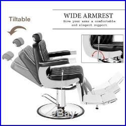 Heavy Duty Hydraulic Recline Barber Chair Salon Beauty Spa Shampoo Black Vintage