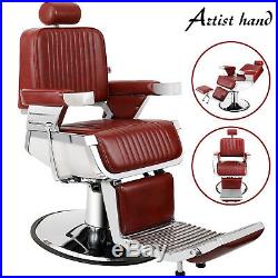 Heavy Duty Hydraulic Recline Red Barber Chair Salon Beauty All Purpose Equipment