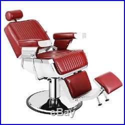 Heavy Duty Hydraulic Recline Red Barber Chair Salon Beauty All Purpose Equipment