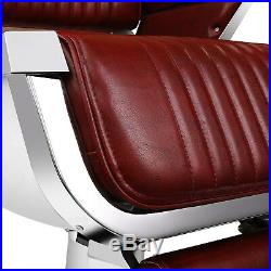 Heavy Duty Hydraulic Recline Red Barber Chair Salon Beauty All Purpose Equipment