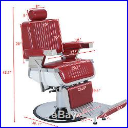 Heavy Duty Hydraulic Recline Red Barber Chair Salon Beauty All Purpose Equipment