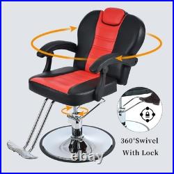 Heavy Duty Hydraulic Reclining Barber Chair Salon Chair Hair Stylist Chair 330lb