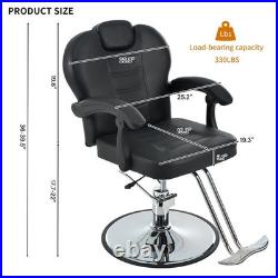 Heavy Duty Hydraulic Reclining Barber Chair Salon Chair Tattoo Chair 330lbs