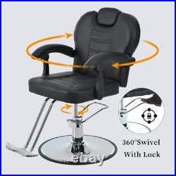 Heavy Duty Hydraulic Reclining Barber Chair Salon Chair Tattoo Chair 330lbs