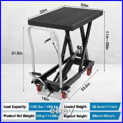 Heavy Duty Hydraulic Scissor Lift Table Cart Moving Platform Rolling Cart