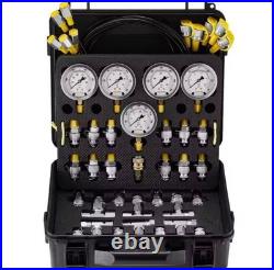 Heavy Duty Hydraulic Test Set 600bar Meters 13Adaptors 14Connectors READ DESC