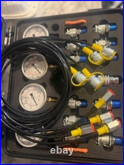 Heavy Duty Hydraulic Test Set 600bar Meters 13Adaptors 14Connectors READ DESC