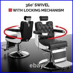 Heavy Duty Hydraulic Vintage Recline Black Barber Chair Salon Spa All Purpose
