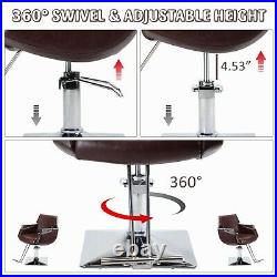 Heavy Duty Leather Barber Chair Hair Styling Salon Comfortable Backrest Armrest