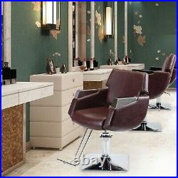 Heavy Duty Leather Barber Chair Hair Styling Salon Comfortable Backrest Armrest