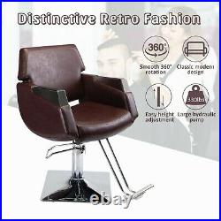 Heavy Duty Leather Barber Chair Hair Styling Salon Comfortable Backrest Armrest