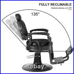 Heavy Duty Metal Retro Barber Chair All Purpose Hydraulic Recline Salon Chair US