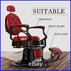 Heavy Duty Metal Vintage Barber Chair All Purpose Hydraulic Recline Salon Beauty