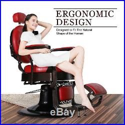 Heavy Duty Metal Vintage Barber Chair All Purpose Hydraulic Recline Salon Beauty
