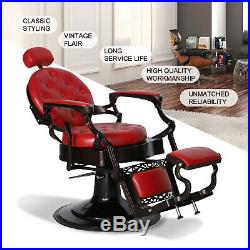 Heavy Duty Metal Vintage Barber Chair All Purpose Hydraulic Recline Salon Beauty