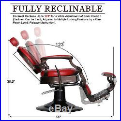 Heavy Duty Metal Vintage Barber Chair All Purpose Hydraulic Recline Salon Beauty