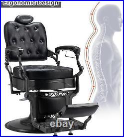 Heavy Duty Metal Vintage Barber Chair All Purpose Hydraulic Recline Salon Chair