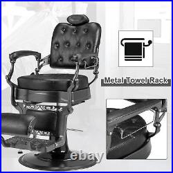 Heavy Duty Metal Vintage Barber Chair All Purpose Hydraulic Recline Salon Chair