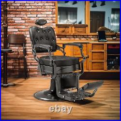 Heavy Duty Metal Vintage Barber Chair All Purpose Hydraulic Recline Salon Chair