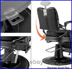 Heavy Duty Metal Vintage Barber Chair All Purpose Hydraulic Recline Salon Chair