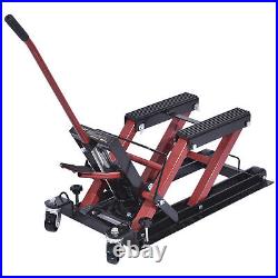 Heavy Duty Motorcycle Lift Jack 1500Ib Steel Hydraulic ATV Hoist Stand Table