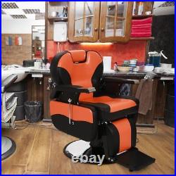Heavy Duty Reclining Barber Chair All Purpose Hydraulic Salon Spa Chair (Orange)