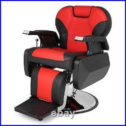 Heavy Duty Reclining Barber Chair All Purpose Hydraulic Salon Spa Chair (Red)