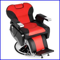 Heavy Duty Reclining Barber Chair All Purpose Hydraulic Salon Spa Chair (Red)