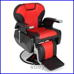 Heavy Duty Reclining Barber Chair All Purpose Hydraulic Salon Spa Chair (Red)