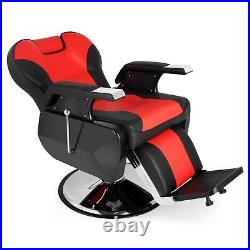 Heavy Duty Reclining Barber Chair All Purpose Hydraulic Salon Spa Chair (Red)