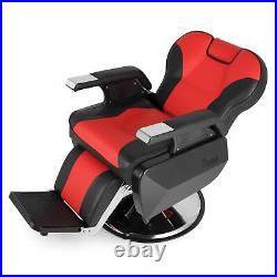 Heavy Duty Reclining Barber Chair All Purpose Hydraulic Salon Spa Chair (Red)