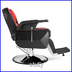 Heavy Duty Reclining Barber Chair All Purpose Hydraulic Salon Spa Chair (Red)