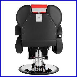 Heavy Duty Reclining Barber Chair All Purpose Hydraulic Salon Spa Chair (Red)