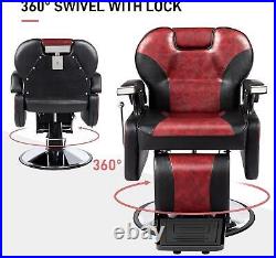 Heavy Duty Reclining Barber Chair Hydraulic Salon Chair Beauty Recliner Chair
