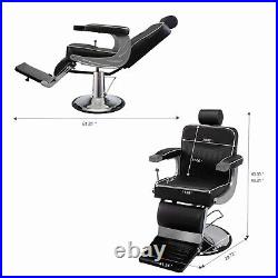 Heavy Duty Versatile Hydraulic Recline Barber Chair, Stylist Salon Spa Equipment