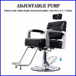 Heavy Duty Vintage Barber Chair Hydraulic Reclining Antique Salon Equipment BK