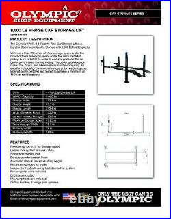 Hi-Rise Car Storage Lift Olympic Gold Series 9,000LB 7-Year Warranty Now 20% Off