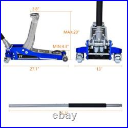 Hydraulic Aluminum Steel Racing Floor Jack 3 Ton Heavy Duty Dual Piston Pump